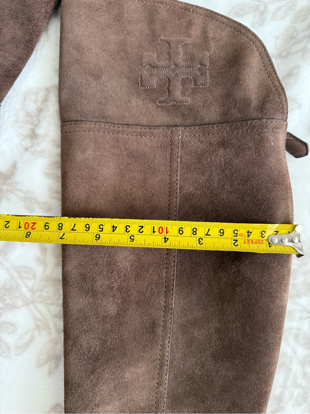 EUC Tory Burch Simone Suede Leather Over The Knee Riding Boots Logo Back Zip - Picture 6 of 14